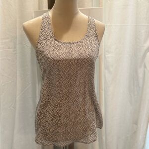 Club Monaco White and Blue Patterned Tank Top 100% silk.